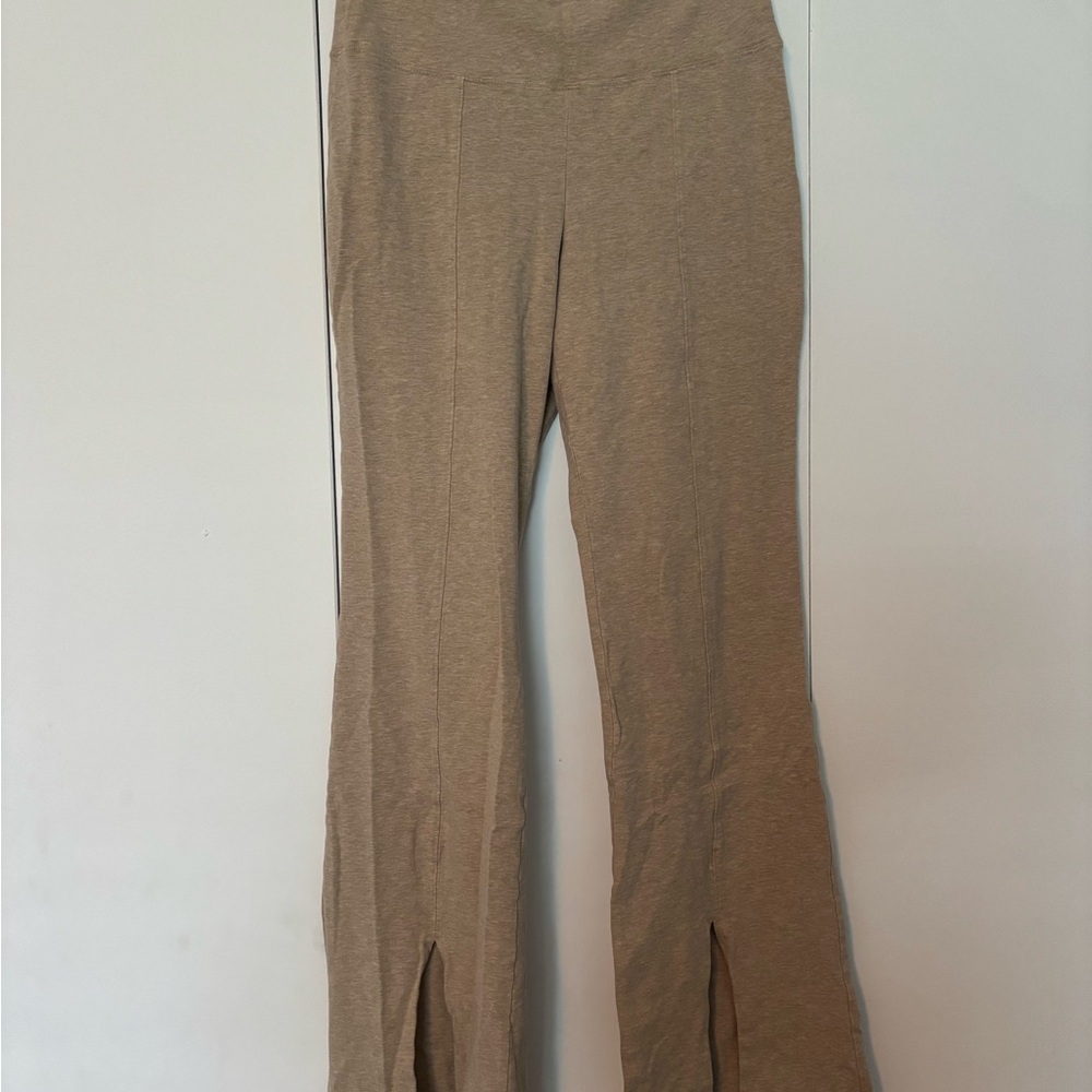Aritzia Beige Flared Pants with Leg Slit